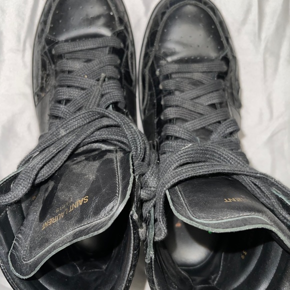 Saint Laurent Patent Croc-Effect Leather High-Tops - Picture 4 of 7